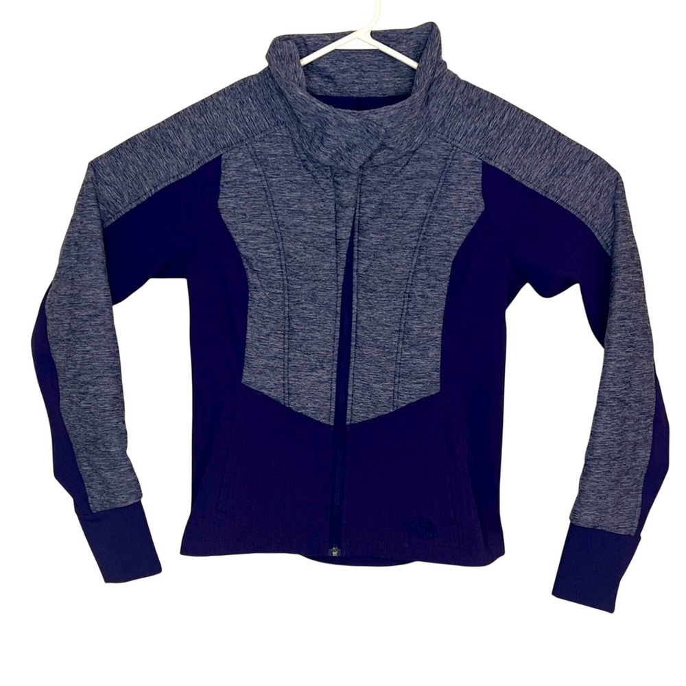 The North Face Womens Full Zip Jacket Purple Grey Space Dye Thumbhole Medium
